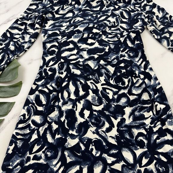 Lauren Ralph Lauren Womens Draped Sheath Dress Size 10 Blue White Stretch - Picture 9 of 10